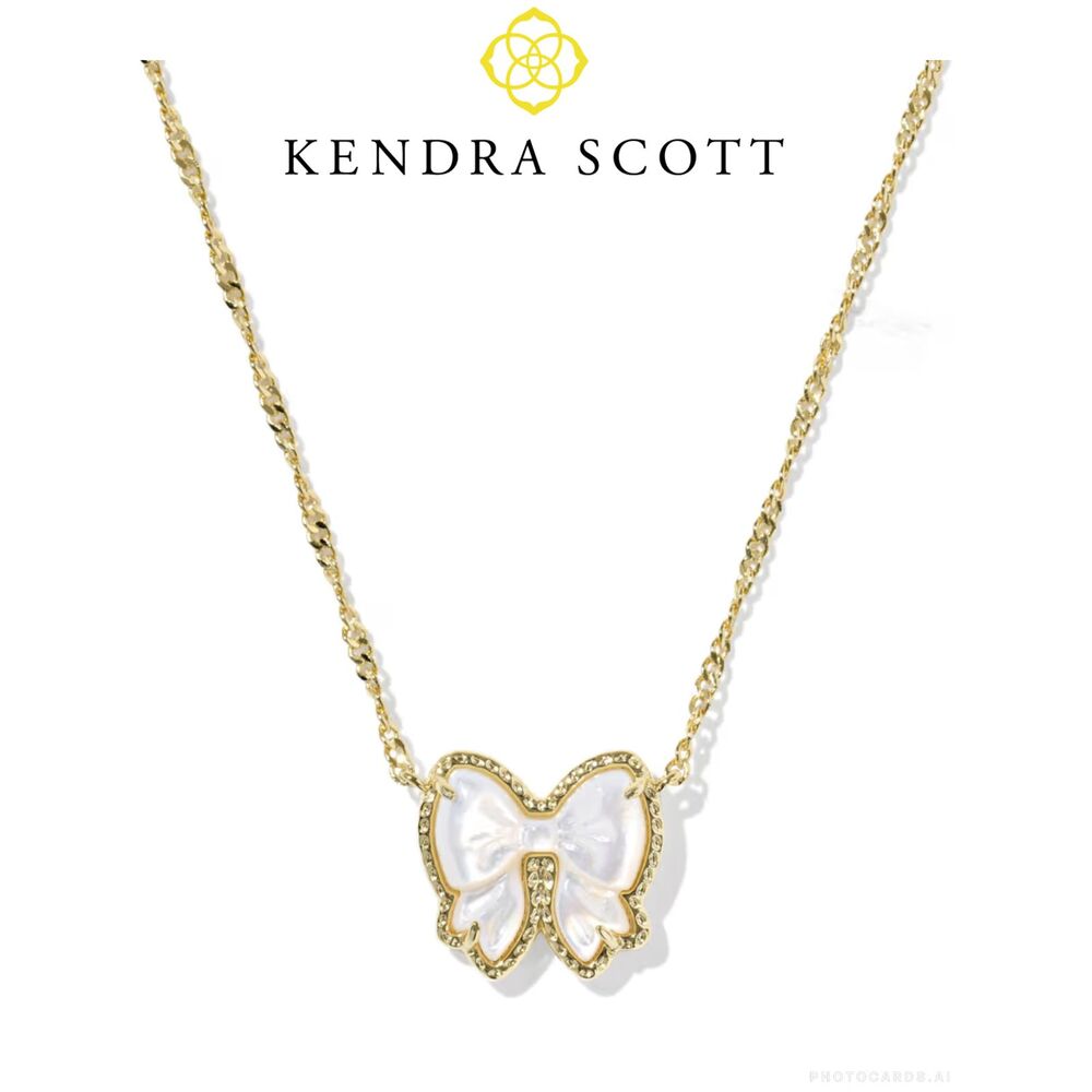 NWOT Kendra Scott Haley Bow Ivory Mother Of Pearl Gold Necklace